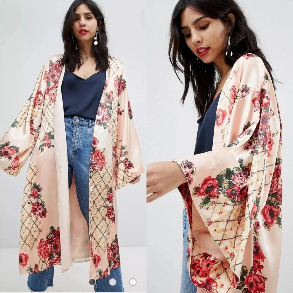 Asos Design Printed Soft Kimono‎ Size 4
